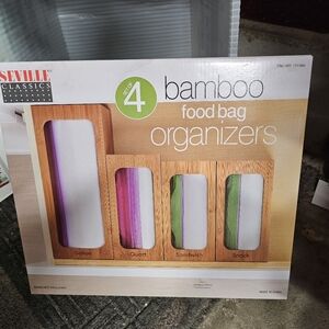 Seville Classics Bamboo Bag Storage Organizer, Set of 4